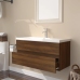 Mueble de baño con lavabo madera contrachapada marrón roble