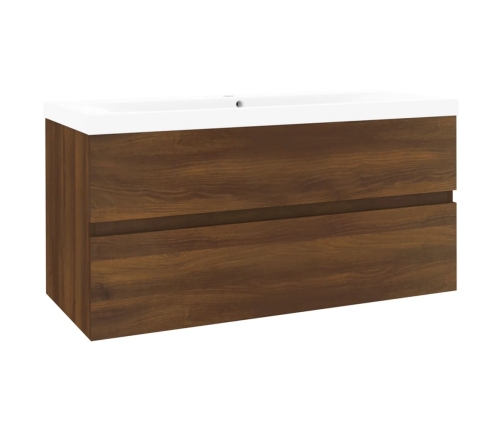 Mueble de baño con lavabo madera contrachapada marrón roble