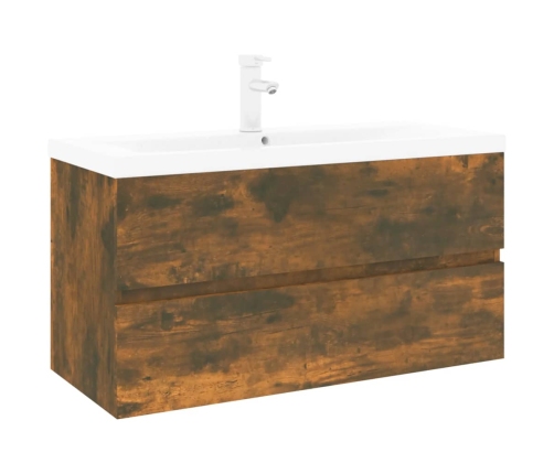 Mueble de baño con lavabo madera contrachapada roble ahumado