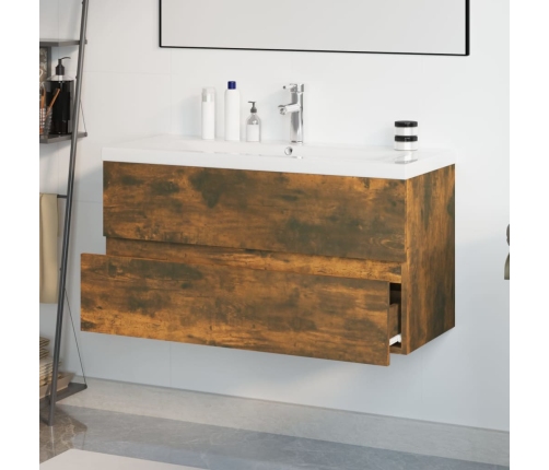 Mueble de baño con lavabo madera contrachapada roble ahumado