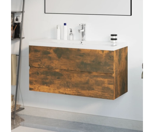 Mueble de baño con lavabo madera contrachapada roble ahumado