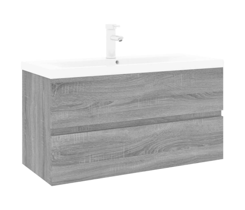 Mueble de baño con lavabo madera contrachapada gris Sonoma