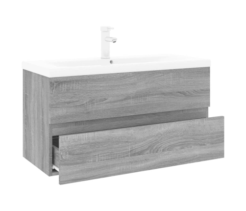 Mueble de baño con lavabo madera contrachapada gris Sonoma