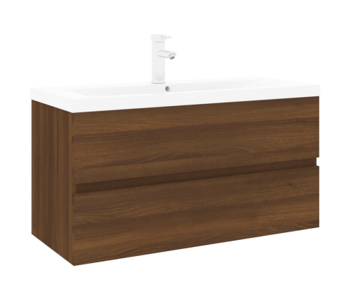 Mueble de baño con lavabo madera contrachapada marrón roble