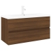 Mueble de baño con lavabo madera contrachapada marrón roble