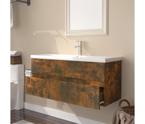 Mueble de baño con lavabo madera contrachapada roble ahumado