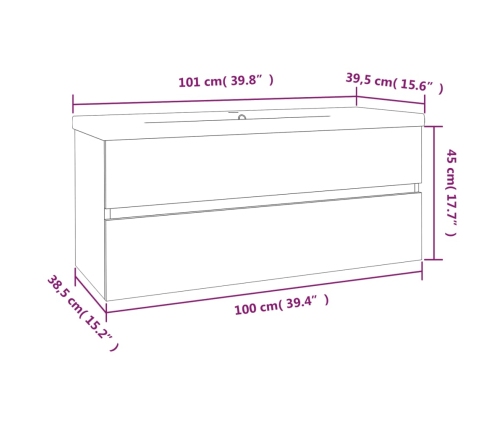 Mueble de baño con lavabo madera contrachapada roble ahumado