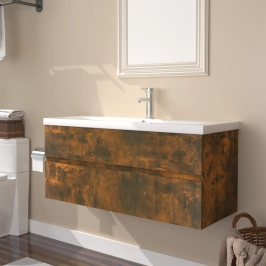 Mueble de baño con lavabo madera contrachapada roble ahumado