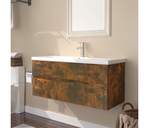 Mueble de baño con lavabo madera contrachapada roble ahumado