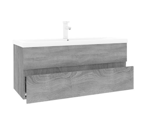 Mueble de baño con lavabo madera contrachapada gris Sonoma