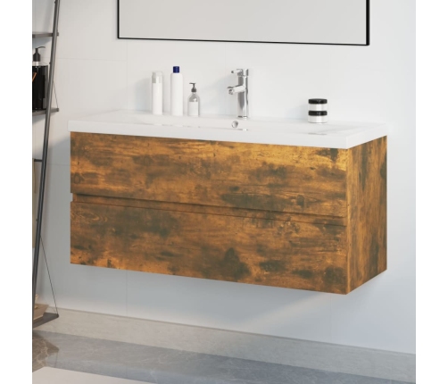 Mueble de baño con lavabo madera contrachapada roble ahumado