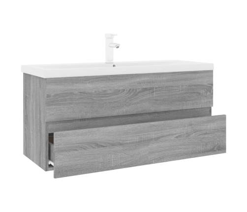 Mueble de baño con lavabo madera contrachapada gris Sonoma