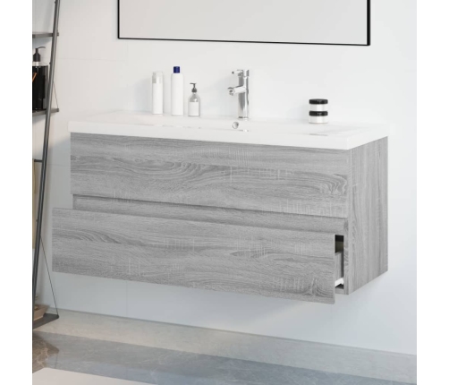 Mueble de baño con lavabo madera contrachapada gris Sonoma