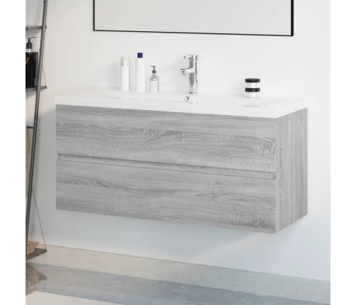 Mueble de baño con lavabo madera contrachapada gris Sonoma