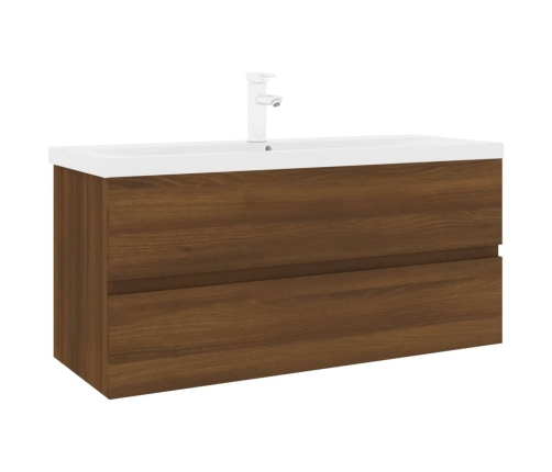 Mueble de baño con lavabo madera contrachapada marrón roble