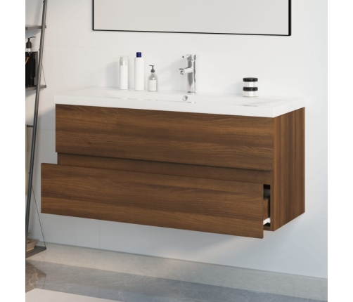 Mueble de baño con lavabo madera contrachapada marrón roble