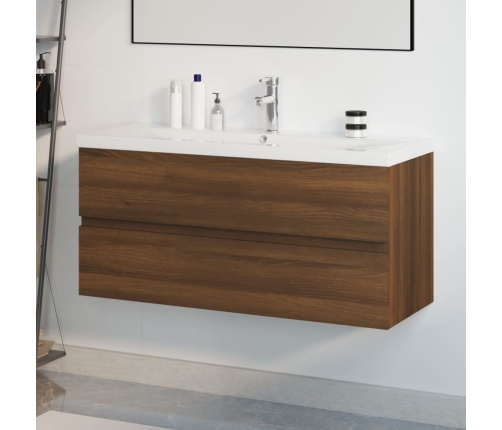 Mueble de baño con lavabo madera contrachapada marrón roble