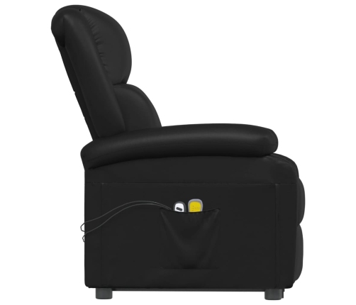 Sillón de masaje elevable cuero sintético negro