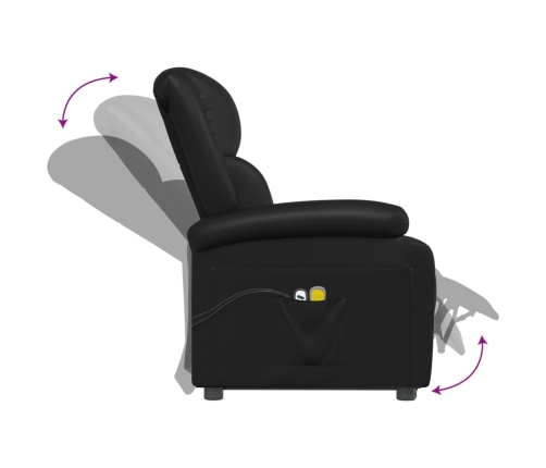 Sillón de masaje elevable cuero sintético negro