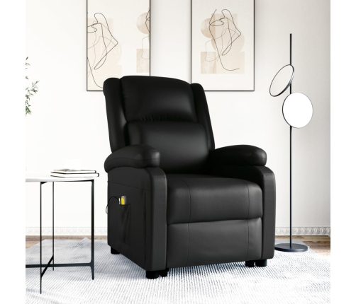 Sillón de masaje elevable cuero sintético negro