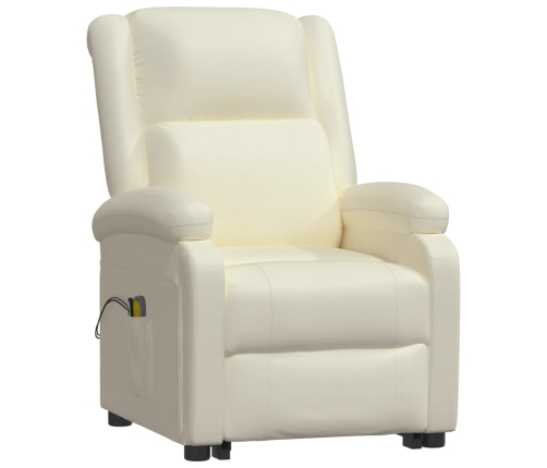 Sillón de masaje elevable cuero sintético crema