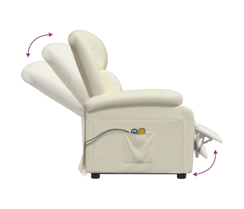 Sillón de masaje elevable cuero sintético crema