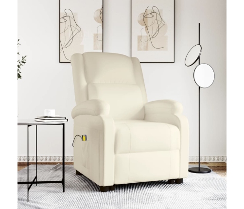 Sillón de masaje elevable cuero sintético crema