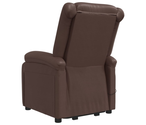 Sillón de masaje elevable cuero sintético marrón