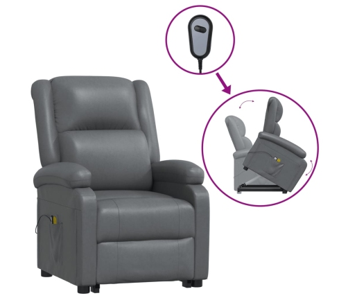 Sillón de masaje elevable cuero sintético gris