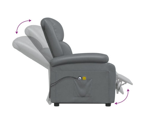 Sillón de masaje elevable cuero sintético gris