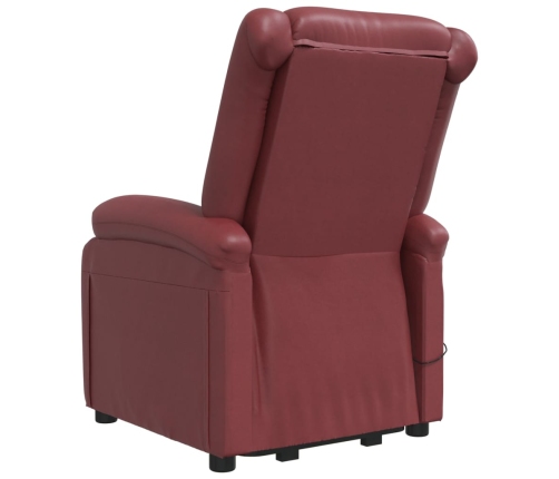 Sillón de masaje elevable cuero sintético rojo tinto