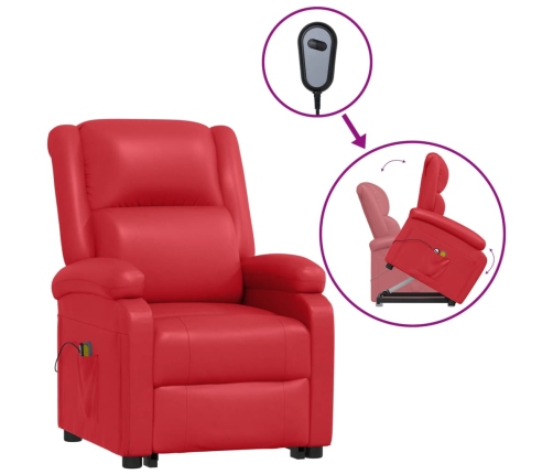 Sillón de masaje elevable cuero sintético rojo