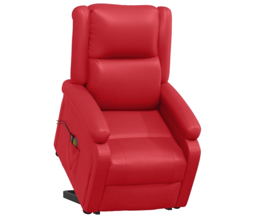 Sillón de masaje elevable cuero sintético rojo