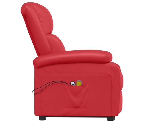 Sillón de masaje elevable cuero sintético rojo