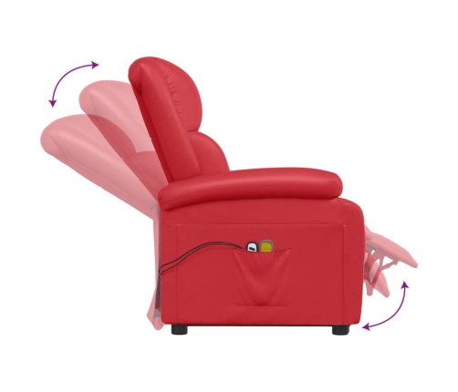 Sillón de masaje elevable cuero sintético rojo