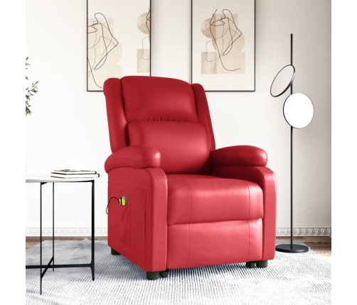 Sillón de masaje elevable cuero sintético rojo