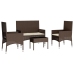 Set muebles de jardín 4 piezas y cojines ratán sintético marrón