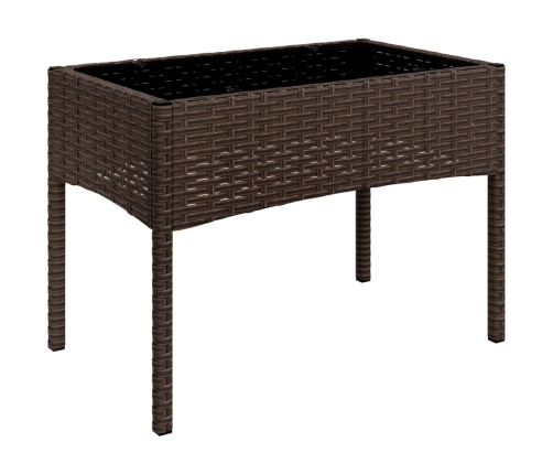 Set muebles de jardín 4 piezas y cojines ratán sintético marrón