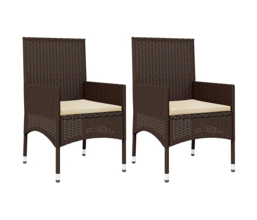 Set muebles de jardín 4 piezas y cojines ratán sintético marrón