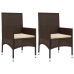 Set muebles de jardín 4 piezas y cojines ratán sintético marrón