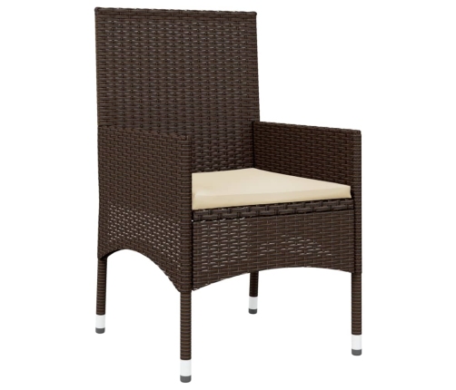 Set muebles de jardín 4 piezas y cojines ratán sintético marrón