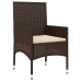 Set muebles de jardín 4 piezas y cojines ratán sintético marrón