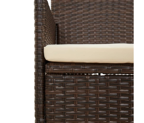 Set muebles de jardín 4 piezas y cojines ratán sintético marrón