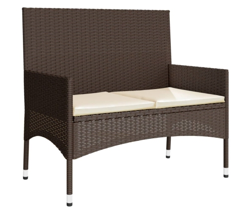 Set muebles de jardín 4 piezas y cojines ratán sintético marrón