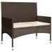 Set muebles de jardín 4 piezas y cojines ratán sintético marrón