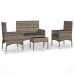 Set de muebles de jardín 4 pzas y cojines ratán sintético gris