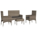 Set de muebles de jardín 4 pzas y cojines ratán sintético gris