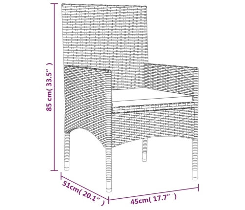 Set de muebles de jardín 4 pzas y cojines ratán sintético gris