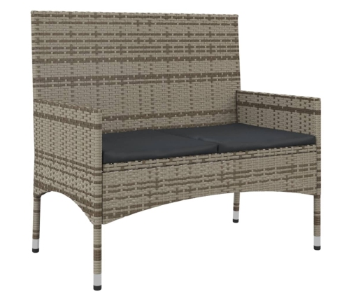 Set de muebles de jardín 4 pzas y cojines ratán sintético gris