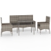 Set de muebles de jardín 4 pzas y cojines ratán sintético gris
